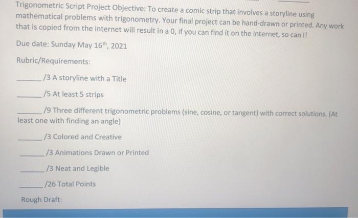 Trigonometric Script Project Objective: To create a | Chegg.com