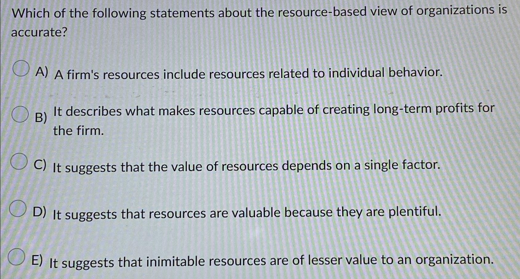 Solved Which of the following statements about the | Chegg.com