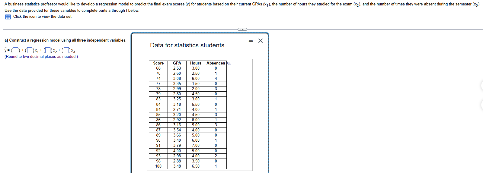 Solved Use the data provided for these variables to | Chegg.com