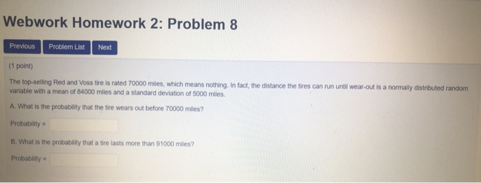 Solved Webwork Homework 2: Problem 8 Next Previous Problem | Chegg.com