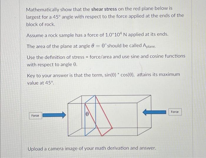 Solved Mathematically show that the shear stress on the red | Chegg.com
