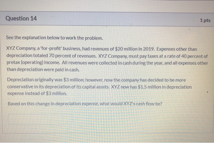 Solved Question 14 1 pts See the explanation below to work | Chegg.com