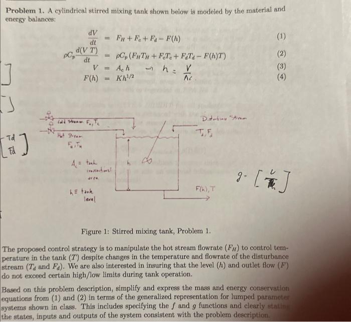 Solved Problem 1. A cylindrical stirred mixing tank shown | Chegg.com