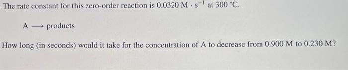 Solved The rate constant for this first-order reaction is | Chegg.com