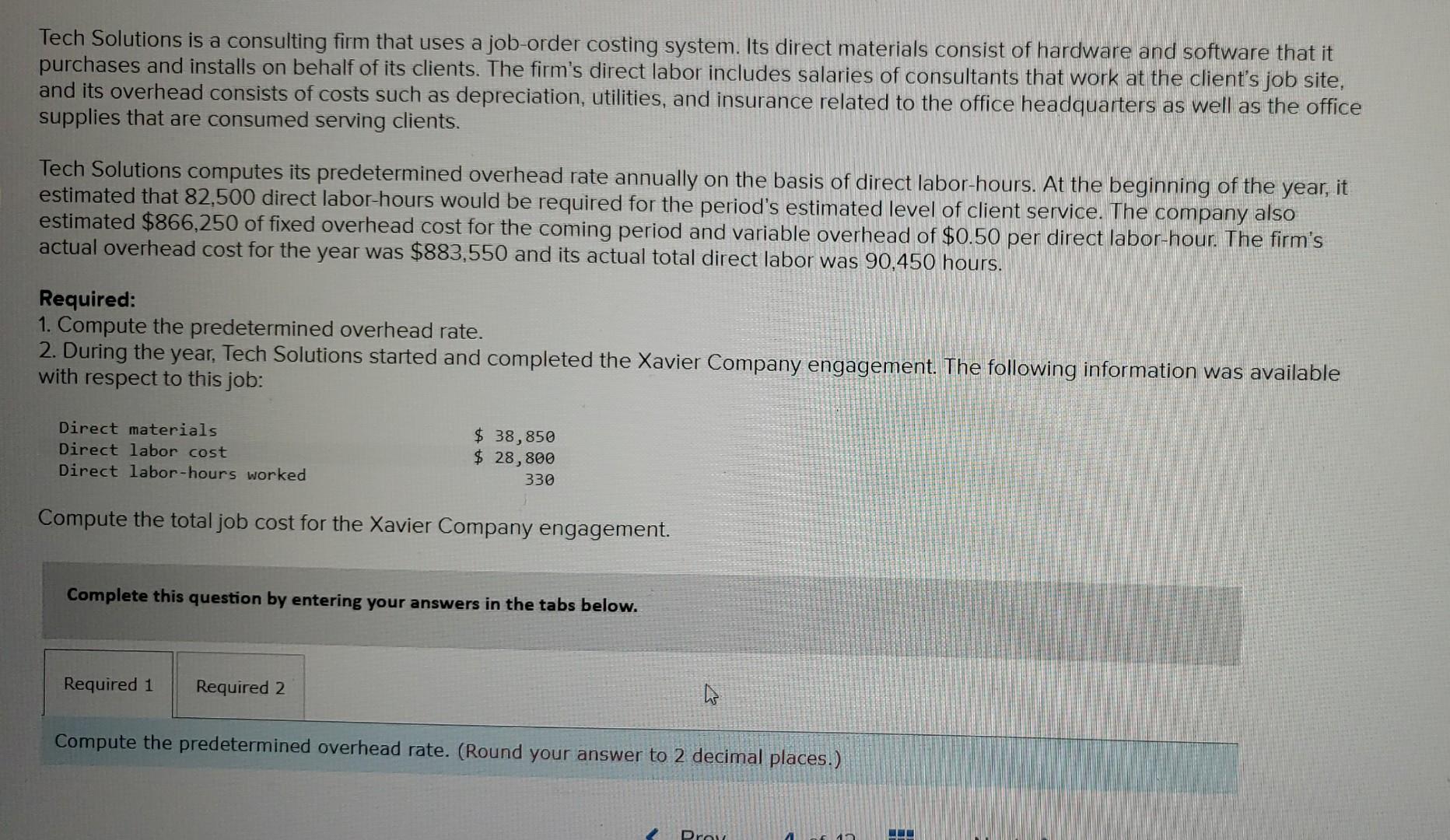 Solved Tech Solutions Is A Consulting Firm That Uses A | Chegg.com