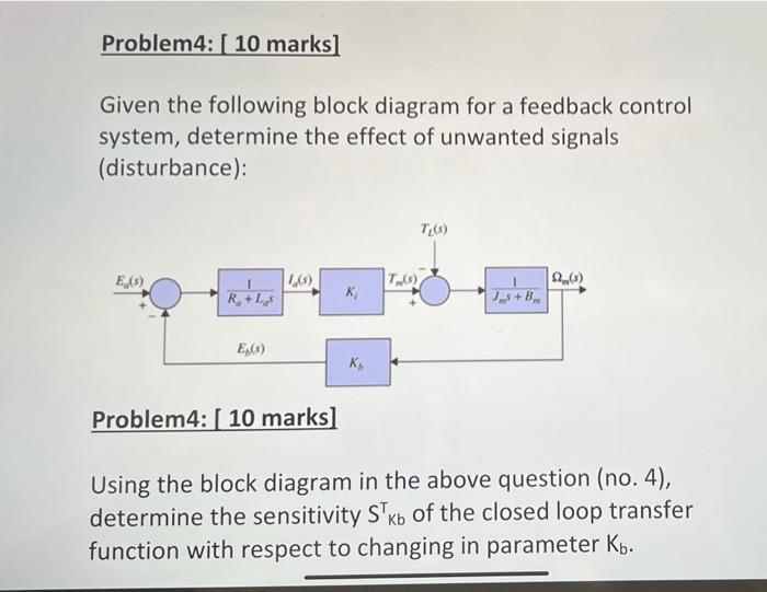 Solved Problem4: 10 marks) Given the following block diagram | Chegg.com