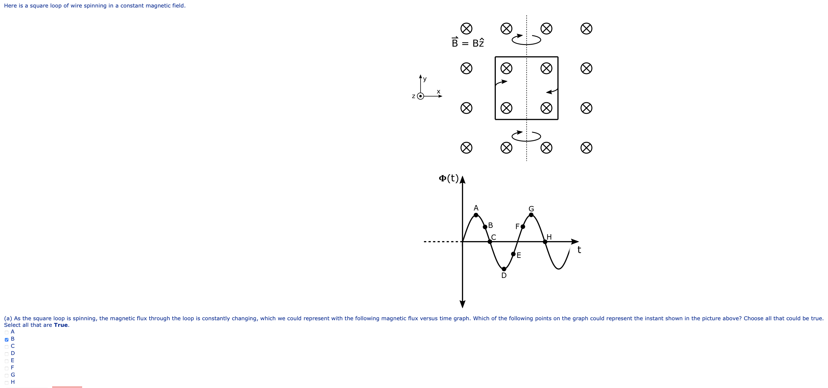 Solved Here is ﻿a square loop of ﻿wire spinning in ﻿a | Chegg.com