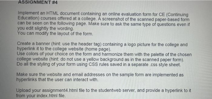 Solved ASSIGNMENT #4 Implement an HTML document containing | Chegg.com