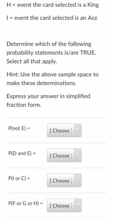 Solved Consider the following sample space for a standard | Chegg.com