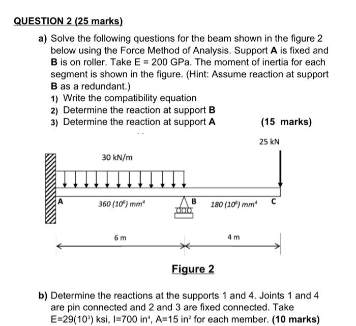 Solved A) Solve The Following Questions For The Beam Shown | Chegg.com