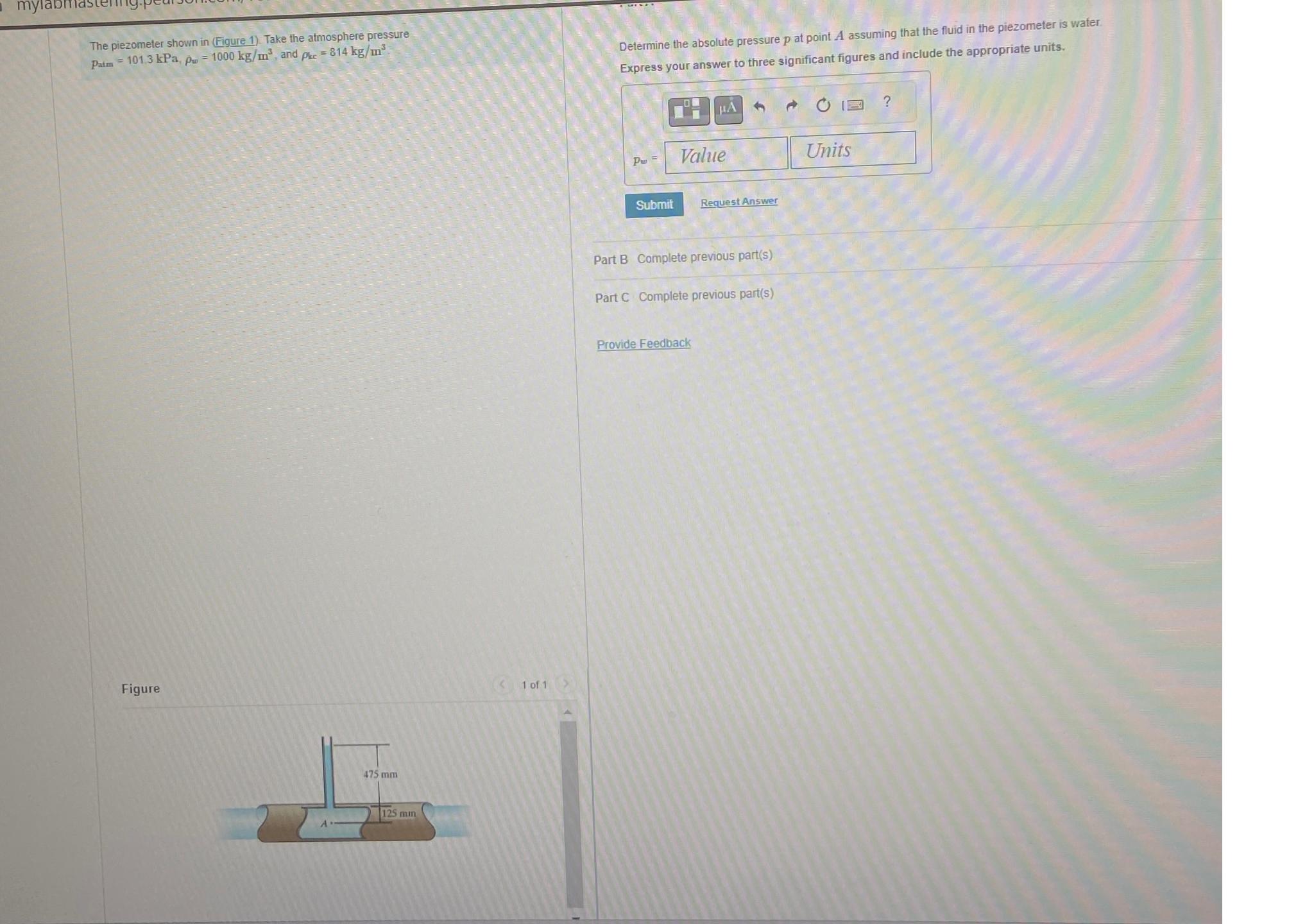 Solved The piezometer shown in (Figure 1). ﻿Take the | Chegg.com