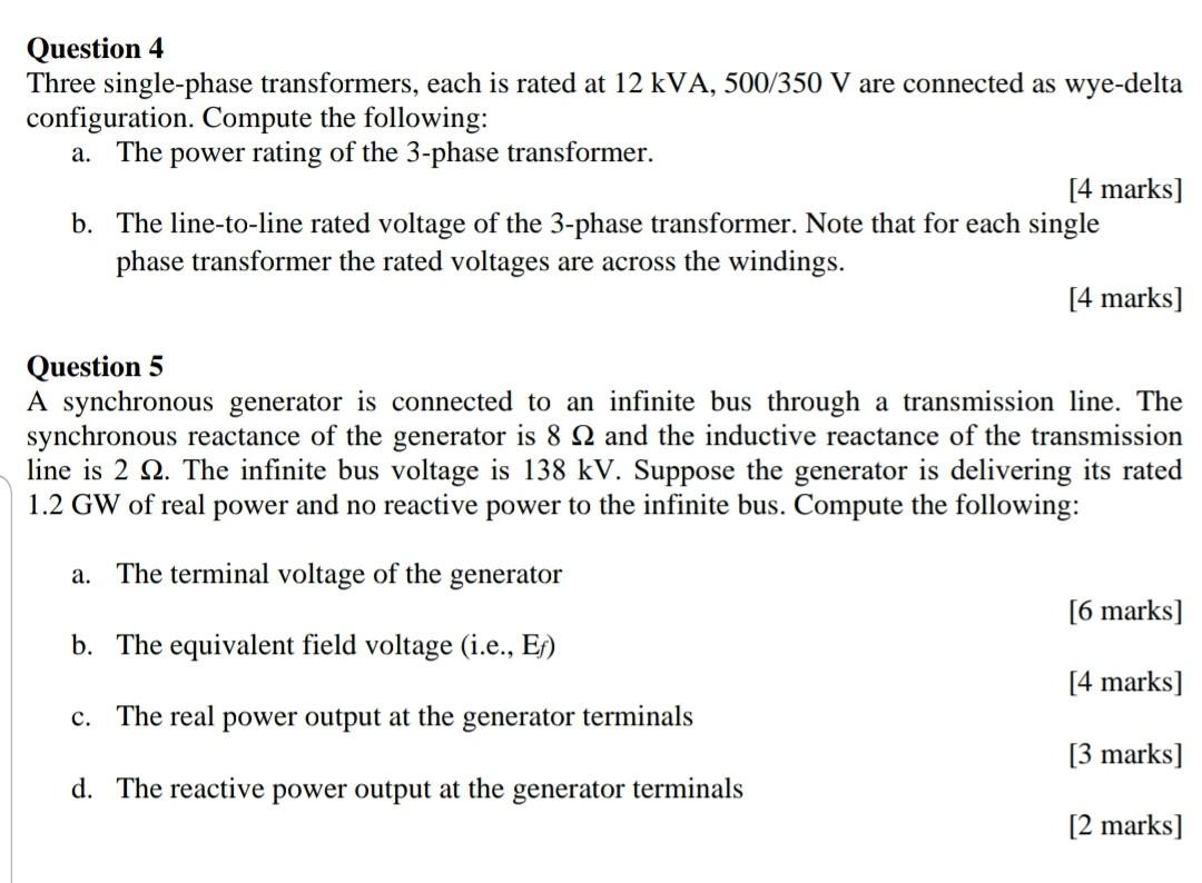 Solved Question 4 Three single-phase transformers, each is | Chegg.com