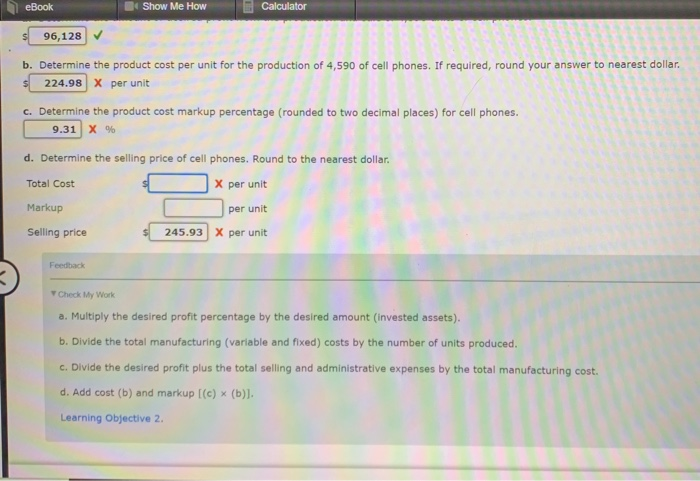 Solved eBook Show Me How Calculator Product Cost Method of | Chegg.com