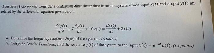 Solved Question 3) (25 Points) Consider A Continuous-time | Chegg.com