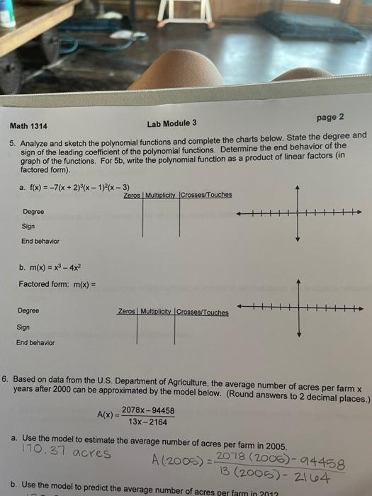 Solved page 2 Math 1314 Lab Module 3 5. Analyze and sketch | Chegg.com