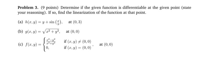 Solved Problem 3 9 Points Determine If The Given Function