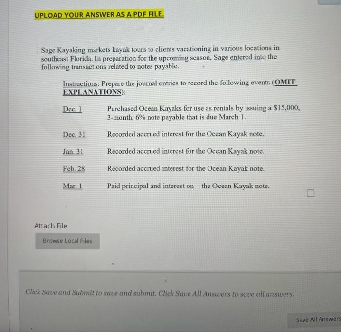 Solved UPLOAD YOUR ANSWER AS A PDF FILE.  Sage Kayaking  Chegg.com