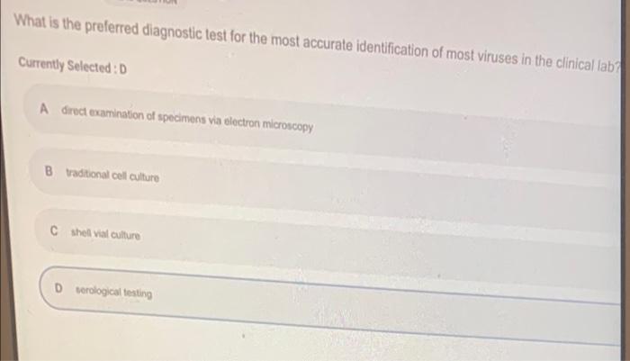 Solved What is the preferred diagnostic test for the most | Chegg.com