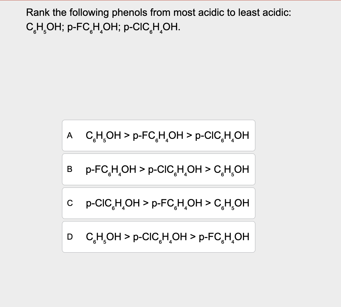 Rank the following phenols from most acidic to ﻿least | Chegg.com