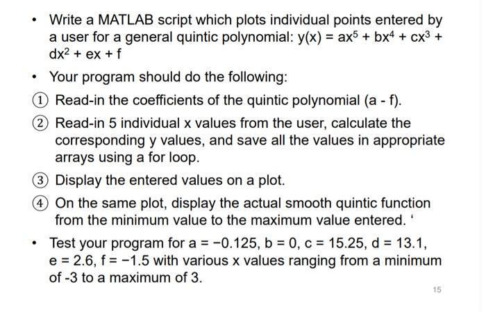Solved - Write a MATLAB script which plots individual points | Chegg.com