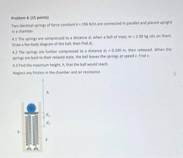 Solved Problem 4 (15 points) Two identical springs of force