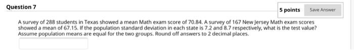 Solved Question 7 5 points Save Answer A survey of 288 | Chegg.com