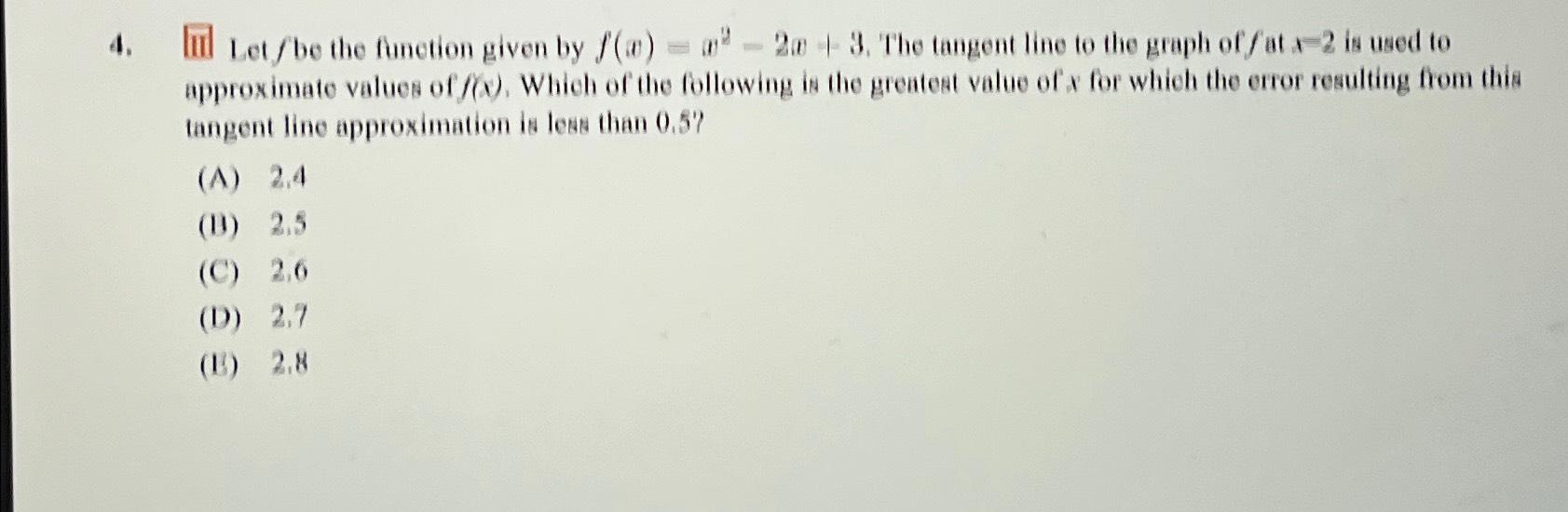 Solved III Let f ﻿be the function given by f(x)=x2-2x+3. | Chegg.com