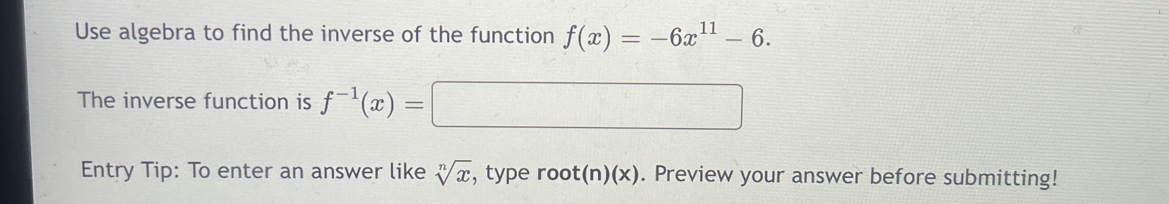 Solved Use algebra to find the inverse of the function | Chegg.com