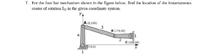 Solved 7. For the four bar mechanism shown in the figure | Chegg.com