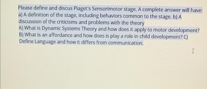 Piaget's sensorimotor online