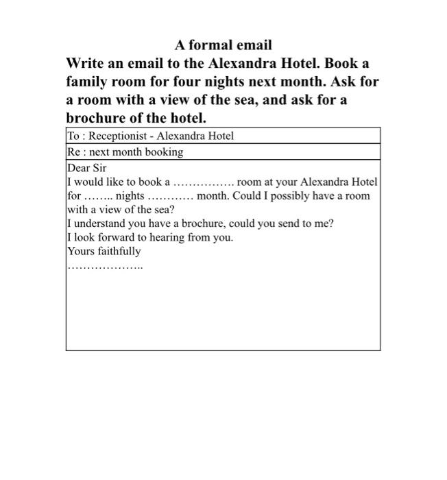 How to write an email to book a hotel room - Test-English