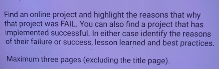 Solved Find An Online Project And Highlight The Reasons That | Chegg.com