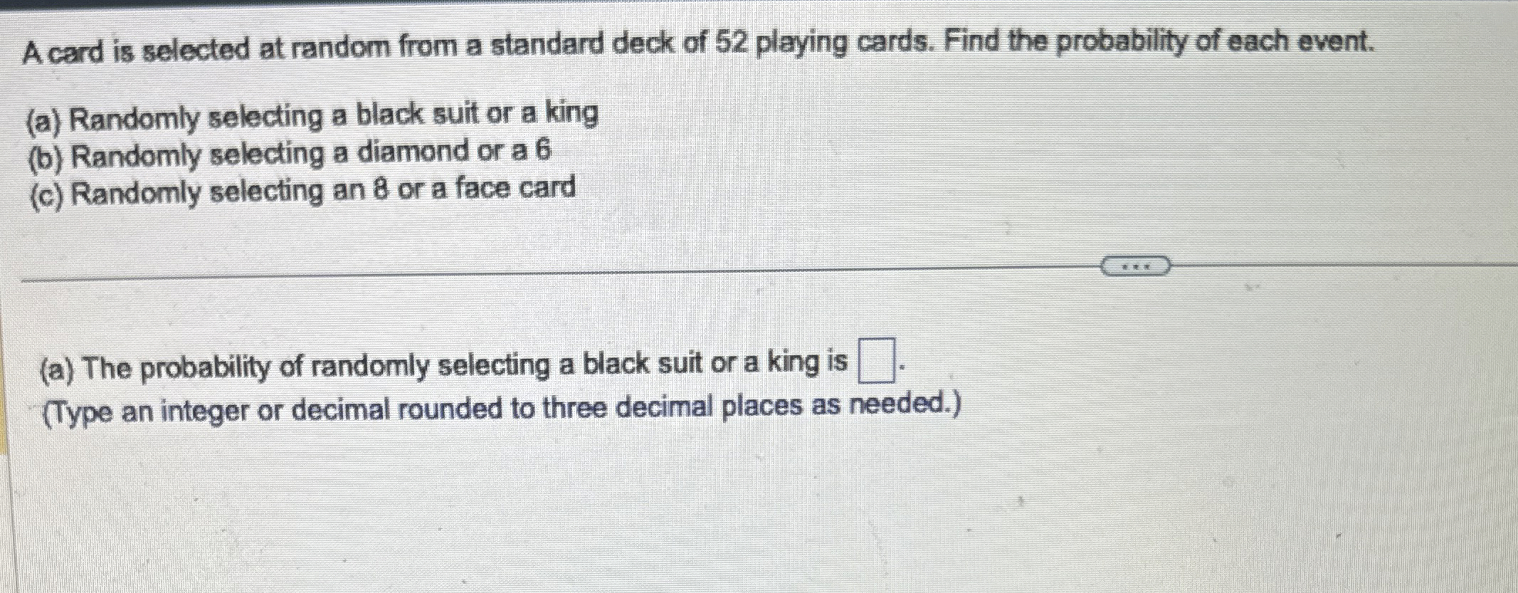 A card is selected at random from a standard deck of