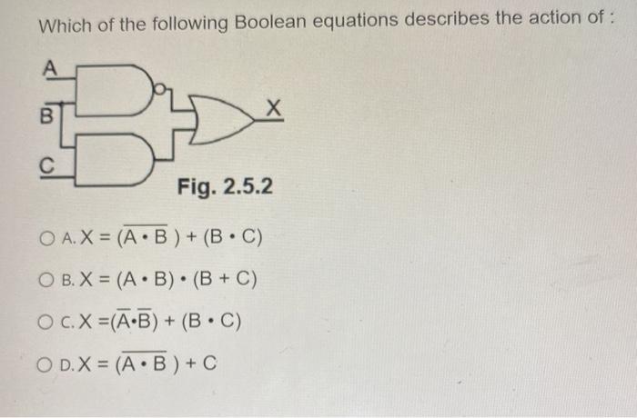 Solved Which of the following Boolean equations describes | Chegg.com