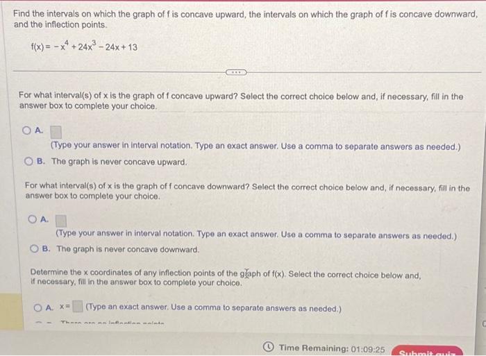 Solved Find the intervals on which the graph of f is concave | Chegg.com