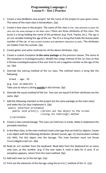 Solved Programming Languages 2 Lesson 9 - Test 2 Practice 1. | Chegg.com