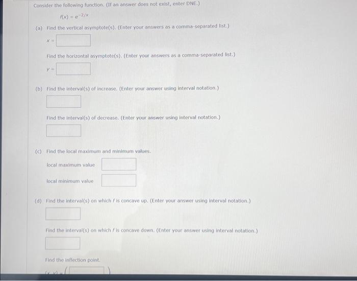 Solved Consider the following function. (If an answer does | Chegg.com