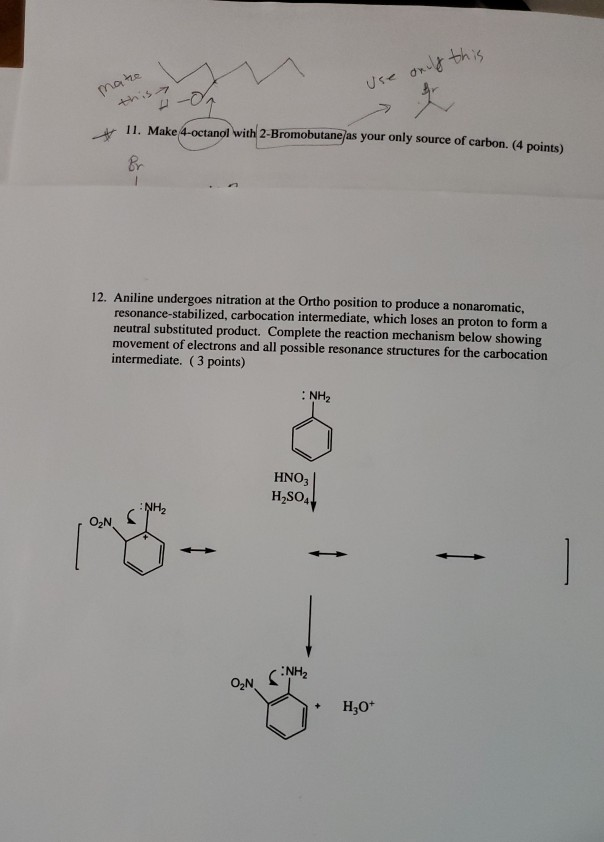 Solved: Matze Use Only This 11. Make 4-octanol With 2-Brom&hellip; | Chegg.com