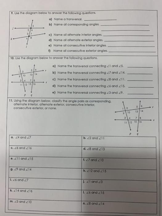 unit 3 homework 2 angles and parallel lines