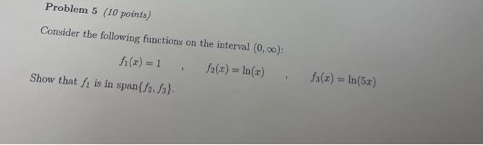 Solved Problem 5 (10 points) Consider the following | Chegg.com