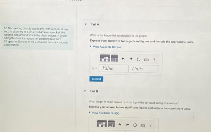 Solved An 18-cm-long Bicycle Crank Arm, With A Pedal At One 