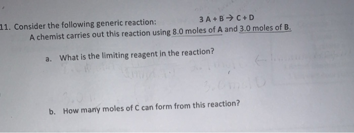 Solved 11. Consider the following generic reaction: 3 A+B → | Chegg.com