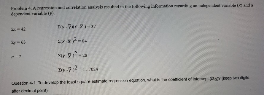 Solved Problem 4. A Regression And Correlation Analysis | Chegg.com