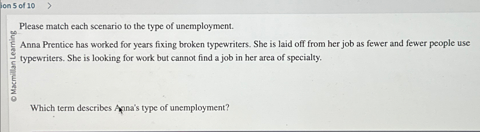 Solved ion 5 ﻿of 10Please match each scenario to the type of | Chegg.com