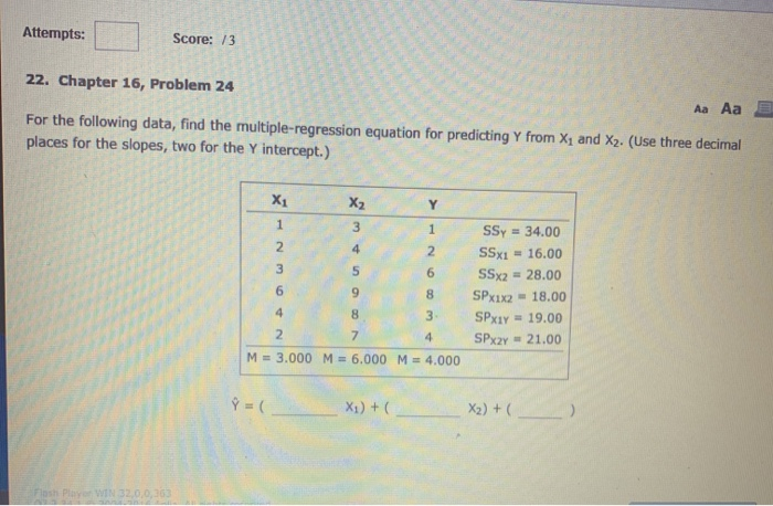Solved Attempts: Score: 13 22. Chapter 16, Problem 24 Aa Aa | Chegg.com