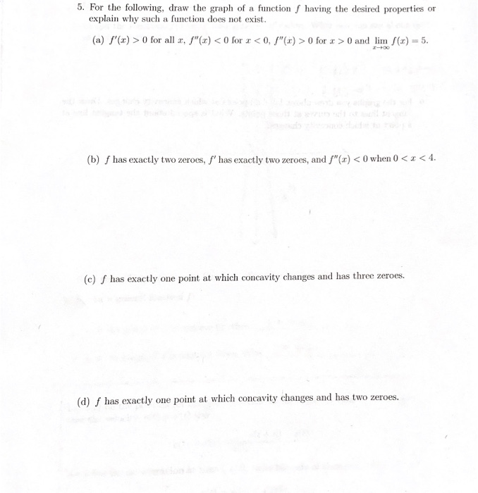 Solved 5. For the following, draw the graph of a function | Chegg.com