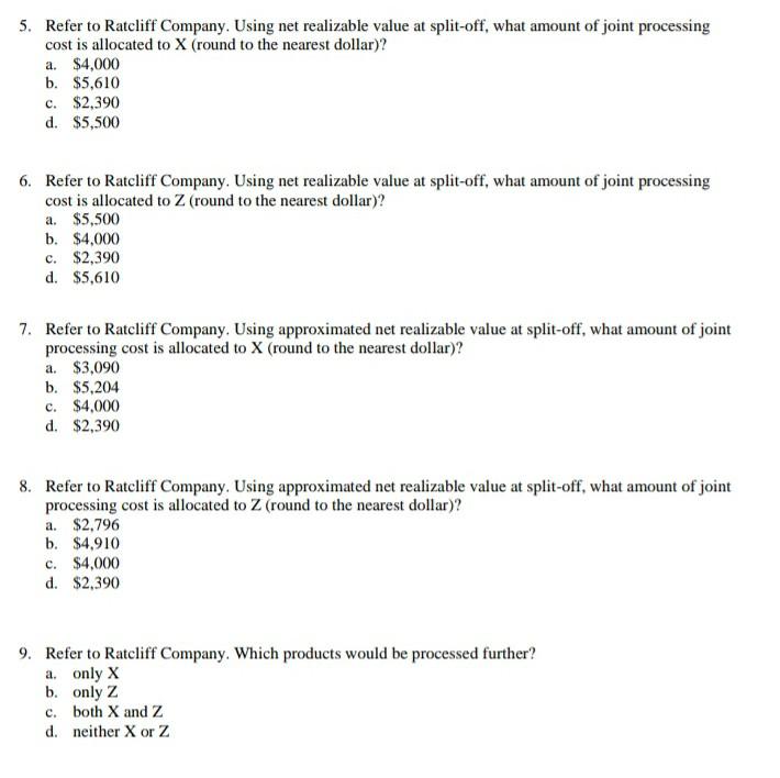 Solved Ratcliff Company Ratcliff Company produces two