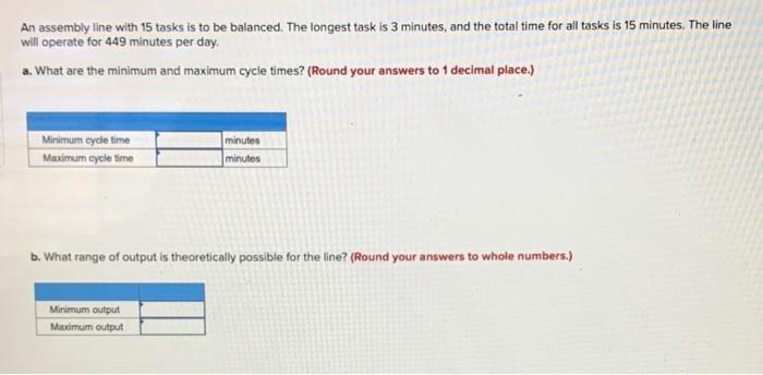 Solved An assembly line with 15 tasks is to be balanced. The | Chegg.com
