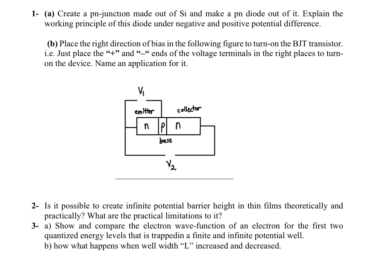 Solved 1- (a) ﻿Create a pn-junction made out of Si and make | Chegg.com