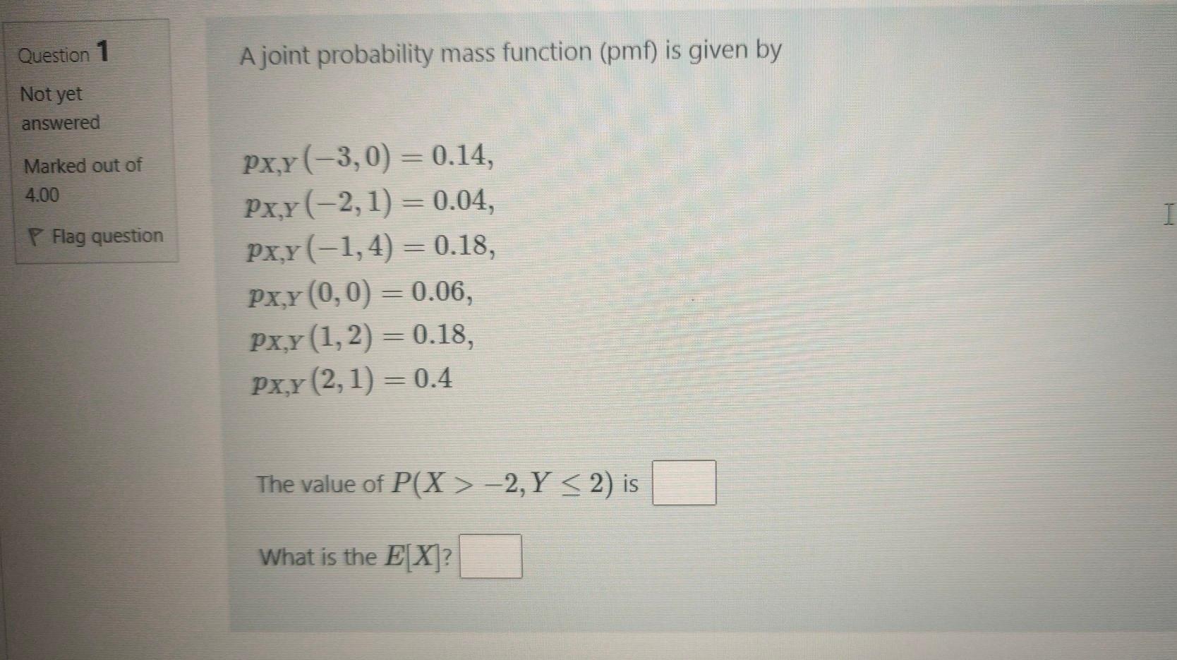 Solved Question 1 A joint probability mass function (pmf) is | Chegg.com